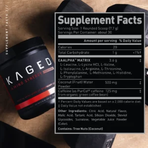 Kaged Amino Synergy + Caffeine - Energizing Amino Acid Blend for Enhanced Performance Supplement Facts