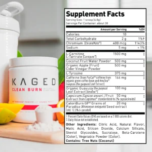 Kaged Clean Burn - Advanced Fat Burner Supplement for Effective Weight Management Supplement Facts