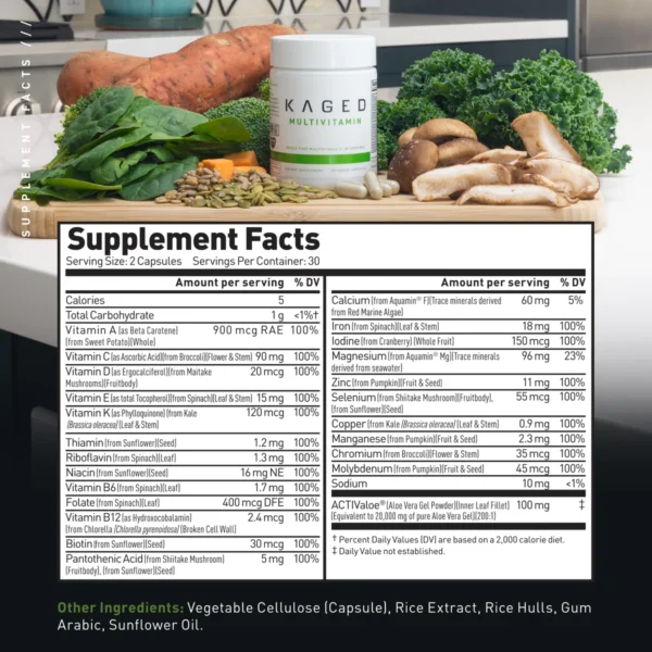 Kaged Multivitamin Supplement - Comprehensive Nutritional Support Supplement facts
