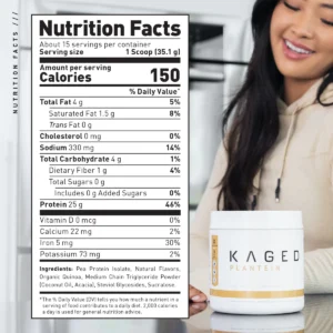 Kaged Plantein - Plant-Based Protein Powder for Vegan Nutrition supplement facts