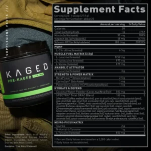 Prekaged Stim Free Pre-Workout Supplement - Caffeine-Free Energy Boost Supplement Facts