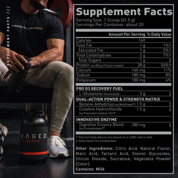 Kaged Re-Kaged Whey Protein Isolate - Optimal Muscle Recovery and Growth Supplement facts