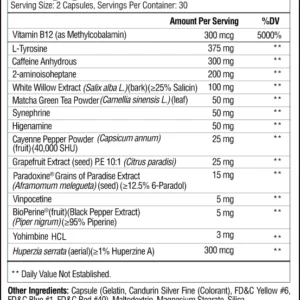 Condemned Arsynist Fat Burner - Powerful Weight Loss Support Supplement facts