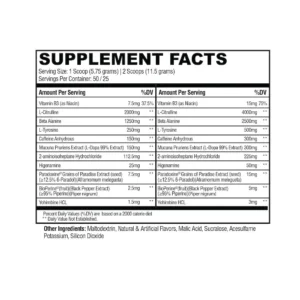 Condemned Convict High Stim Preworkout - Powerful Pre-Exercise Supplement facts