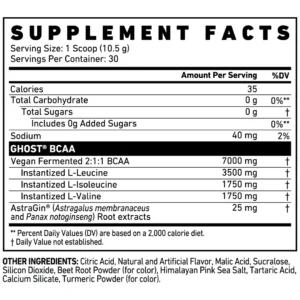 GHOST BCAA supplement facts