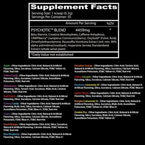 Psychotic Supplement Facts