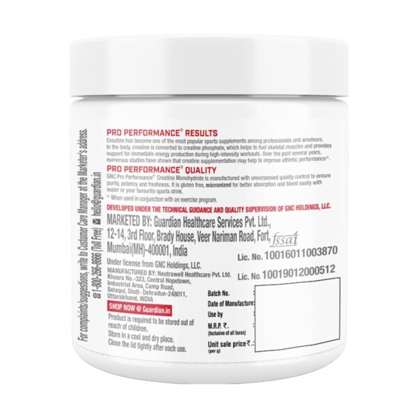 GNC Pro Performance Creatine Monohydrate - 100 gm (0.22 Lb), Unflavoured