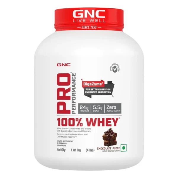 GNC Pro Performance 100% Whey Protein Powder - 1.81 Kg chocolaete fudge