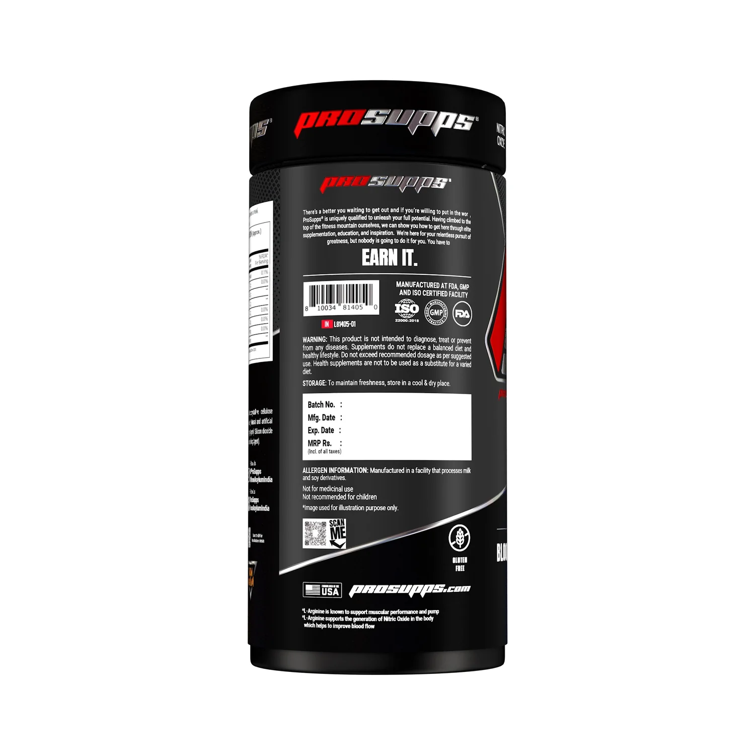 Prosupps L-Arginine 1000mg , 120 Capsules side