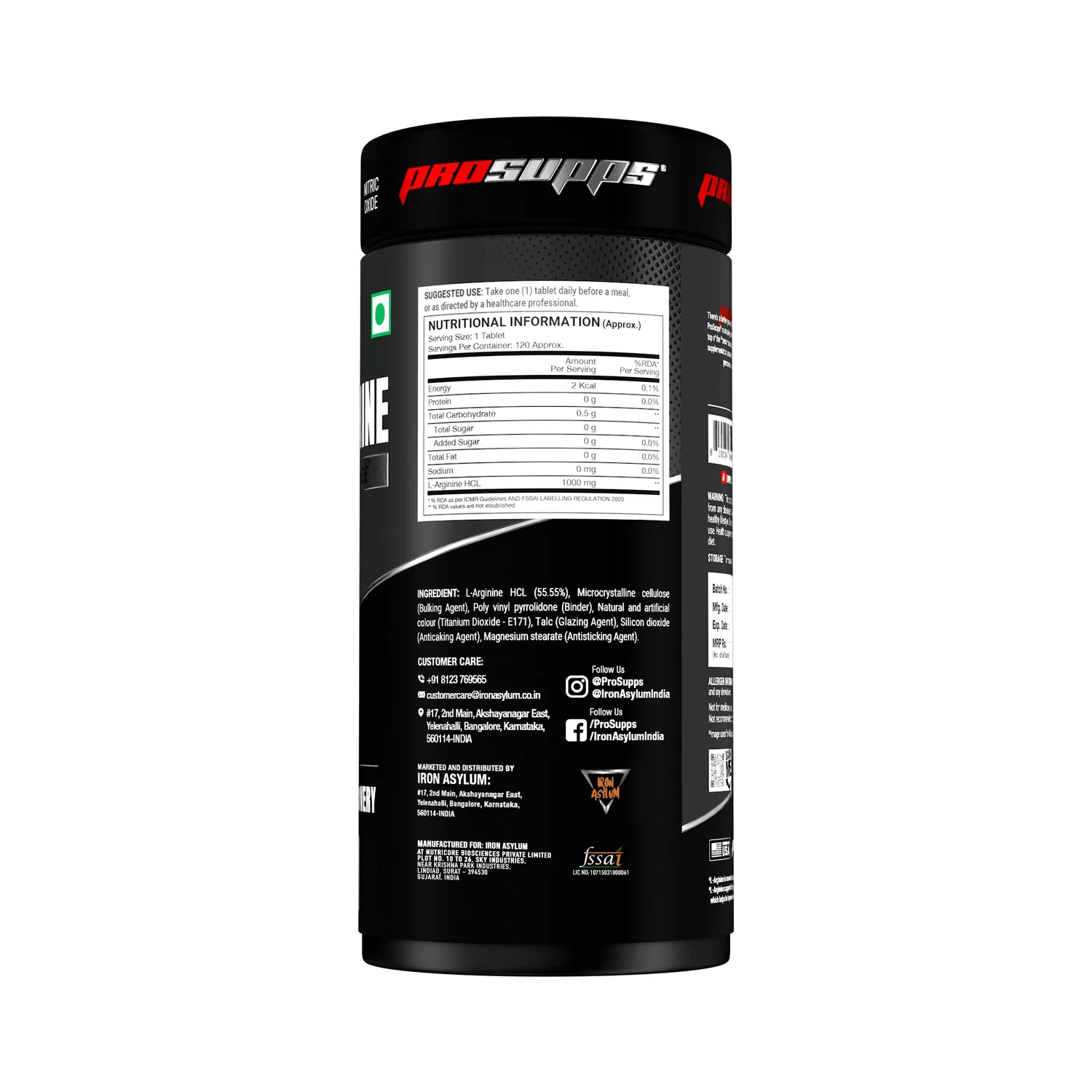 Prosupps L-Arginine 1000mg , 120 Capsules supplement info