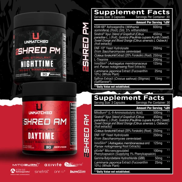 Unmatched 2Shred, Combo 30 Servings Supplement Facts
