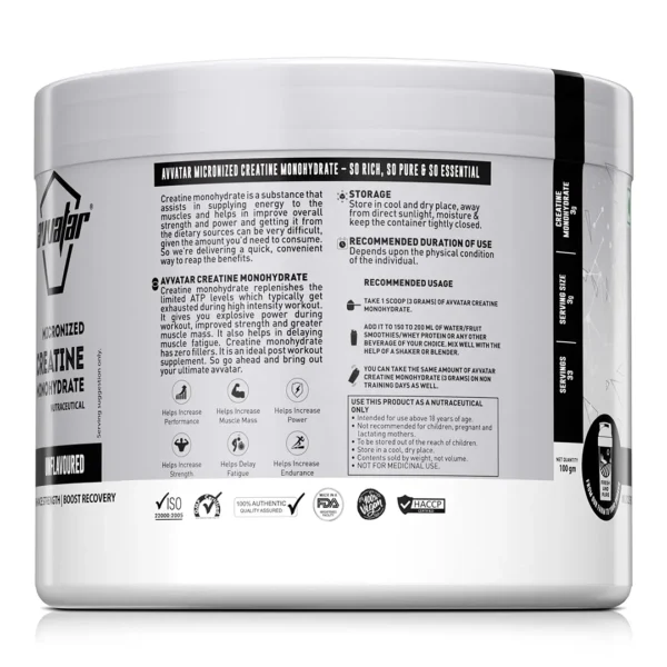 Avvatar Creatine 100g Side