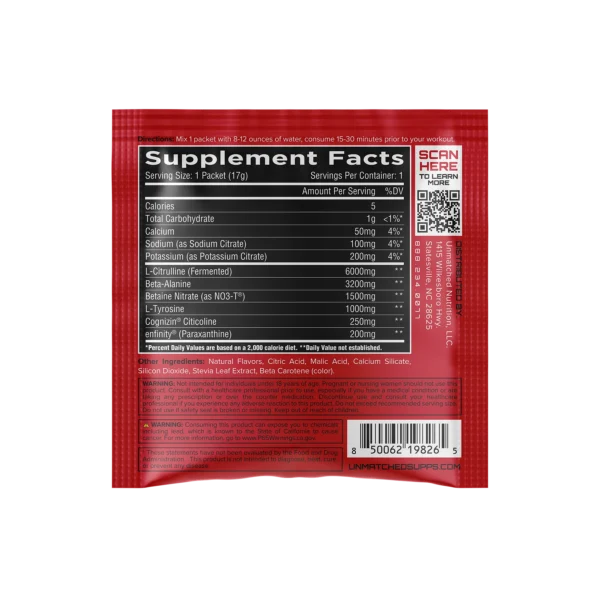 Unmatched Outlier Pre Workout Sample Back