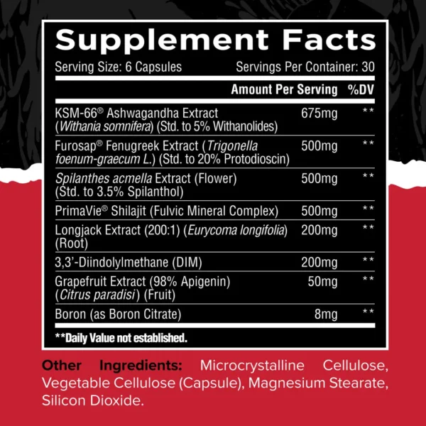 Unmatched Longevity Test Supplement Facts