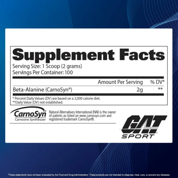GAT SPORT BETA-ALANINE - 100 Servings Supplement Facts