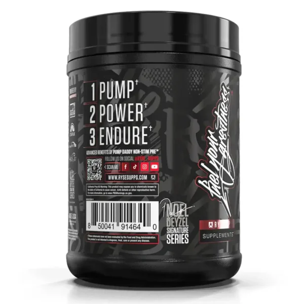 Ryse Pump Daddy V2 Non Stim Pre-workout 40 Servings_side_view