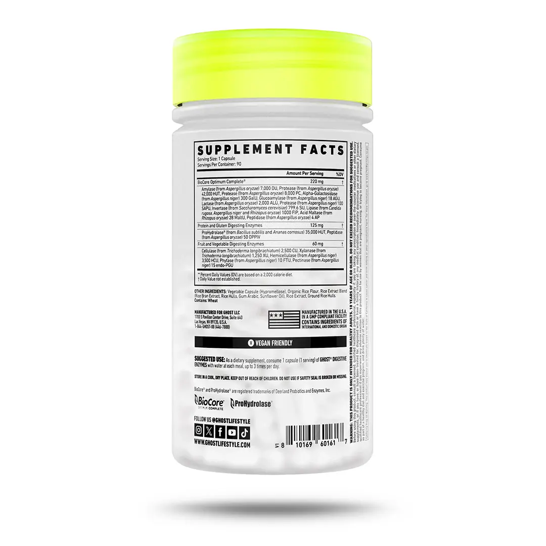 GHOST BASICS DIGESTIVE ENZYMES, 90 Servings_back