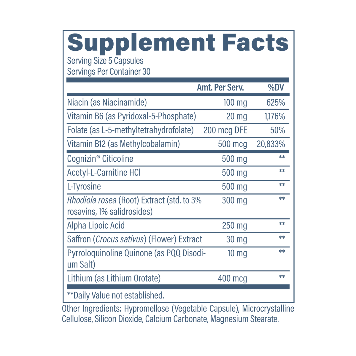 Revive MD Brain+ Supplement Facts