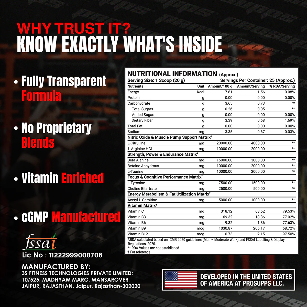 Prosupps Hyde Max Pump Nutritional info