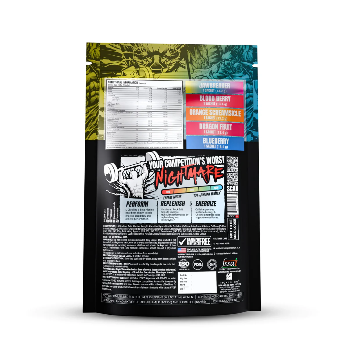 Prosupps Hyde Nightmare Pre Workout | Variety Pack back